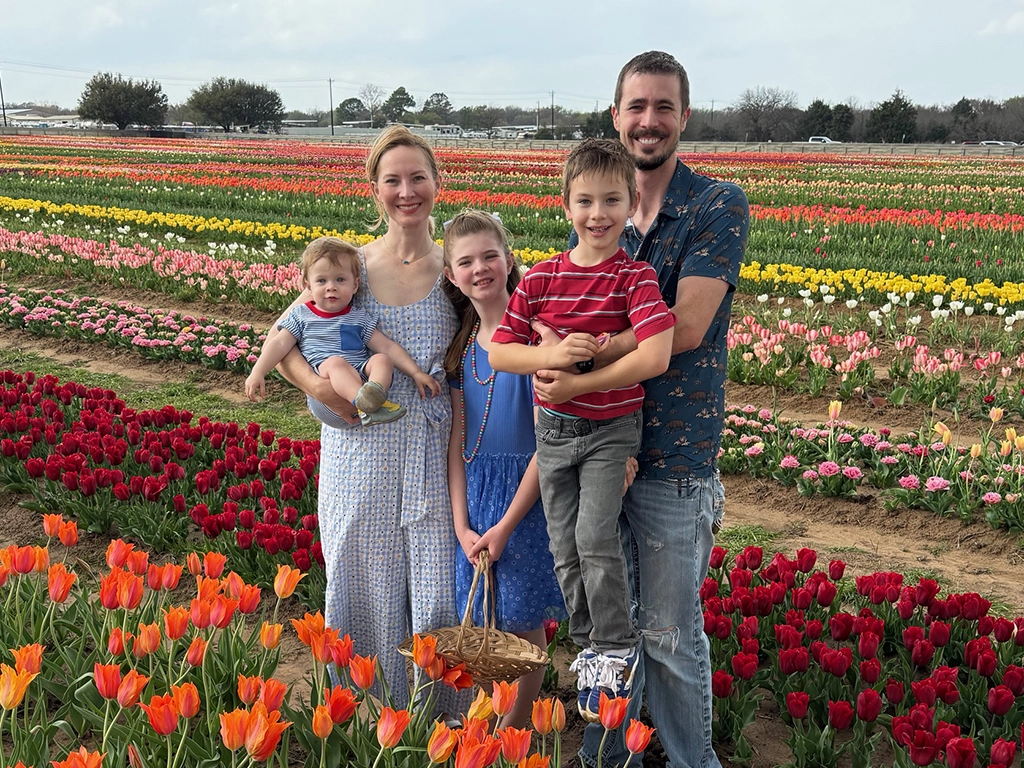 doctor robert davis and family in tulip field